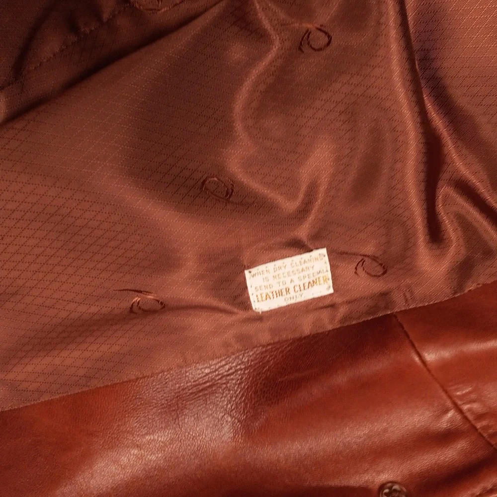 Remy Leather Fashions Mens Cognac Brown Leather Blazer Jacket Made USA Size 42